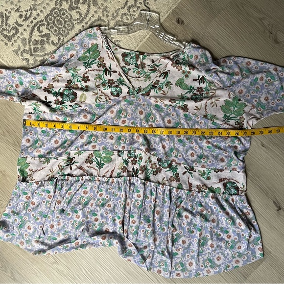 Free People Isabelle Floral Tunic Top Medium Baggy Oversized Flowy Peasant Boho - Picture 14 of 16